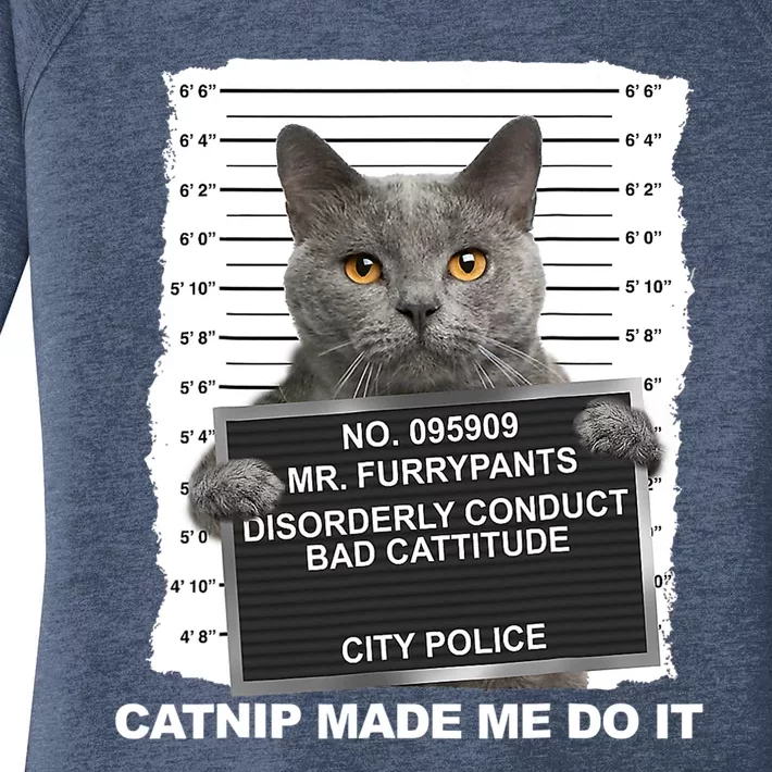 Catnip Made Me Do It Funny Cat Tee Women's Perfect Tri Tunic Long Sleeve Shirt