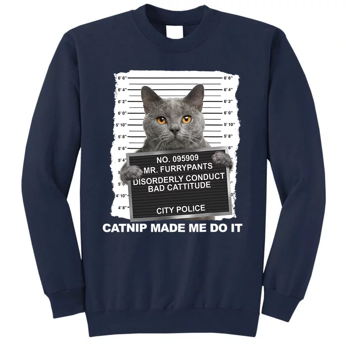 Catnip Made Me Do It Funny Cat Tee Tall Sweatshirt