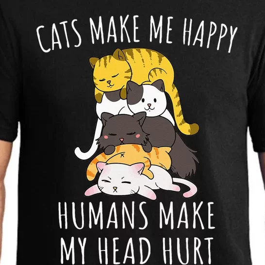 Cats Make Me Happy Humans Make My Head Hurt Pajama Set