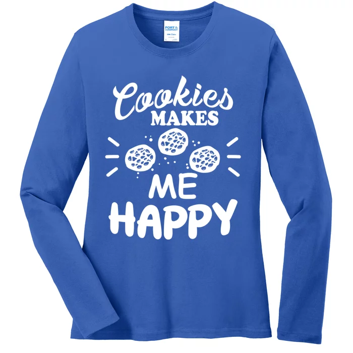 Cookies Makes Me Happy Funny Baker Gift For Cookie Lover Great Gift Ladies Long Sleeve Shirt