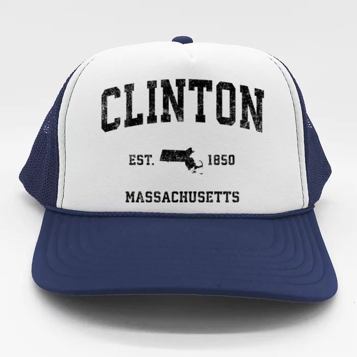 Clinton Massachusetts Ma Vintage Sports Trucker Hat