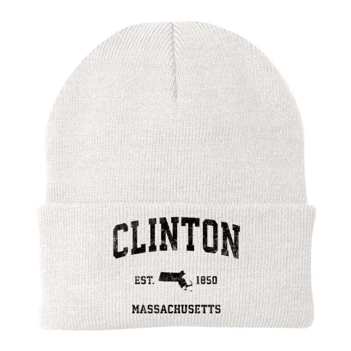 Clinton Massachusetts Ma Vintage Sports Knit Cap Winter Beanie