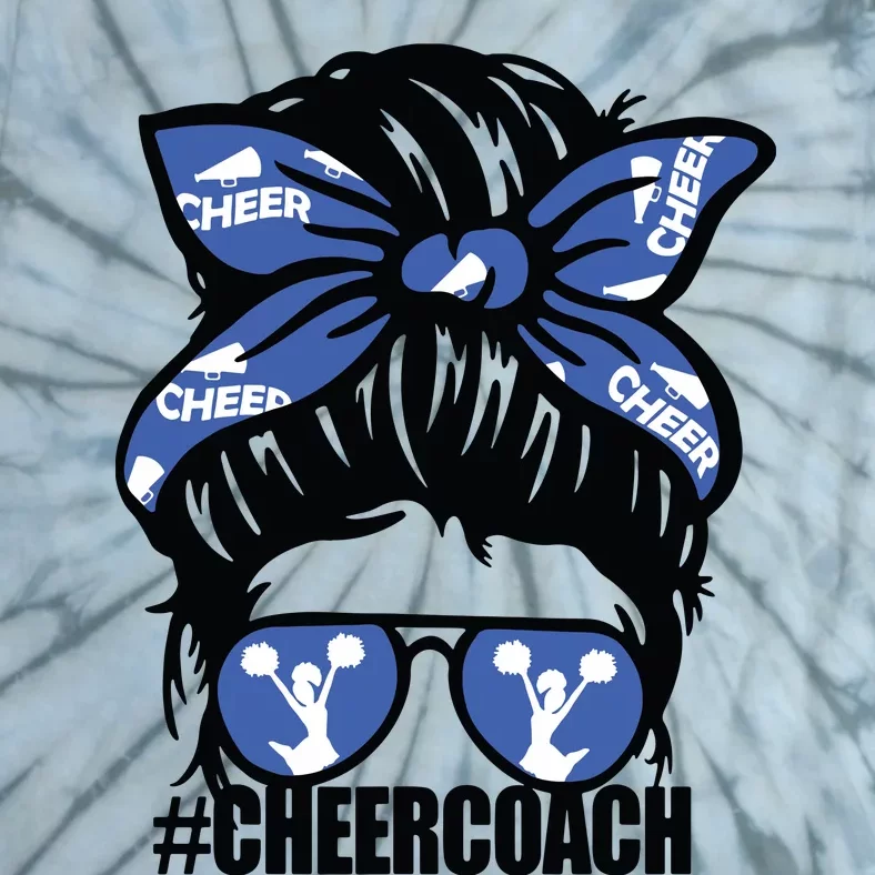 Cheer Mother Mama Parents Gift Cheerleading Coach Messy Bun Tie-Dye T-Shirt