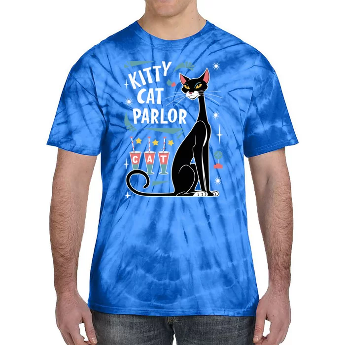 Cool Midcentury Modern Retro Kitty Cat Parlor Design Gift Tie-Dye T-Shirt