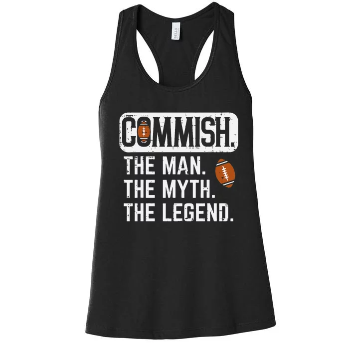 Commish Man Myth Legend Fantasy Football Commissioner Women's Racerback Tank