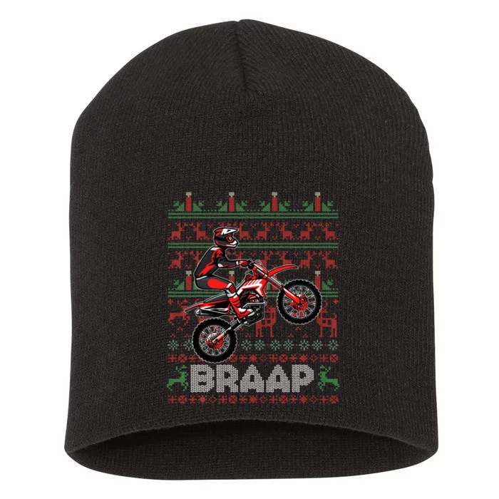 Christmas Motorcycle Motocross Braap Dirt Bike Short Acrylic Beanie