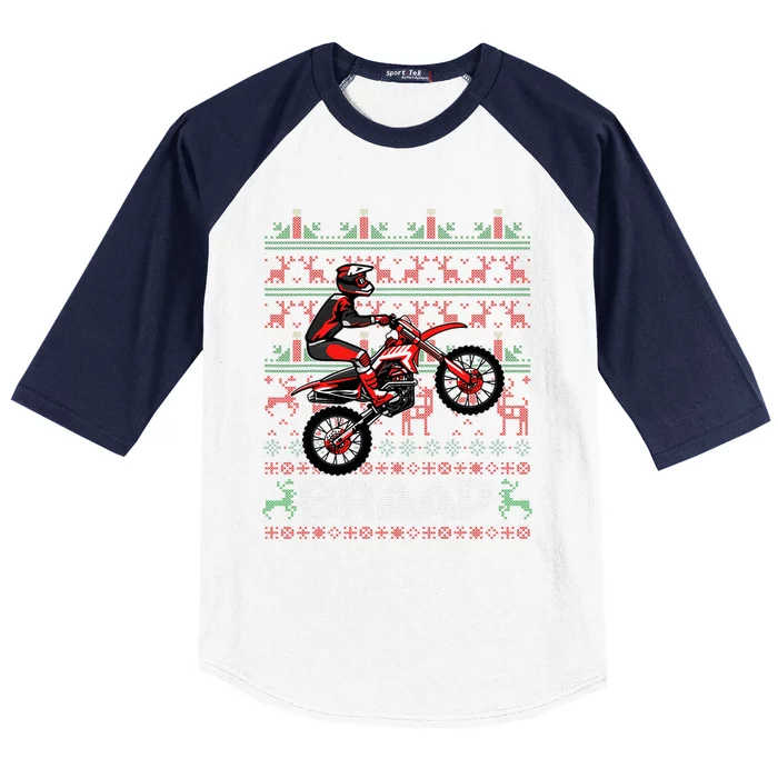 Christmas Motorcycle Motocross Braap Dirt Bike Baseball Sleeve Shirt