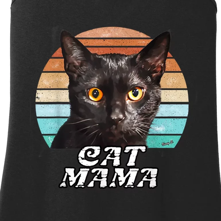 Cat Mama Mom Mothers Day Black Cat Retro Ladies Essential Tank