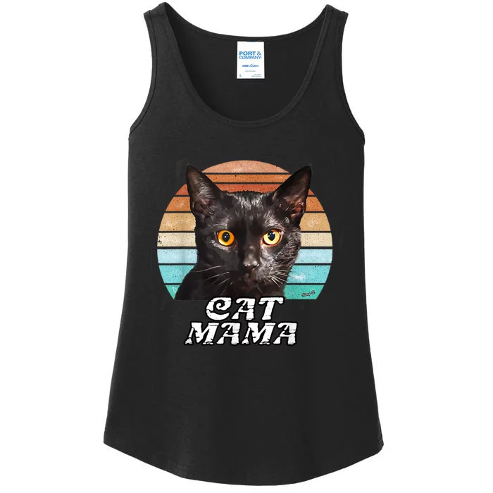 Cat Mama Mom Mothers Day Black Cat Retro Ladies Essential Tank