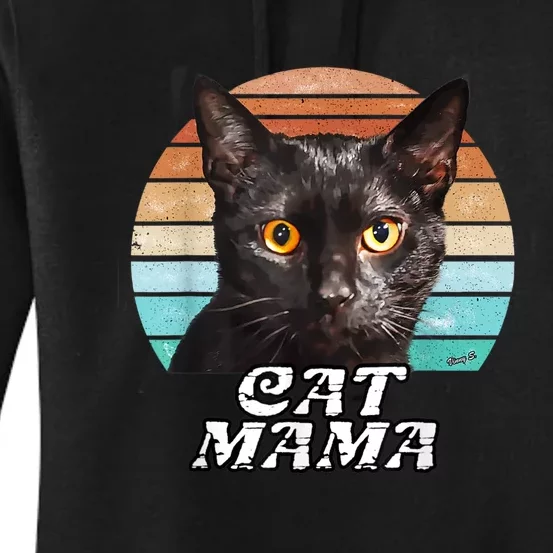 Cat Mama Mom Mothers Day Black Cat Retro Women's Pullover Hoodie