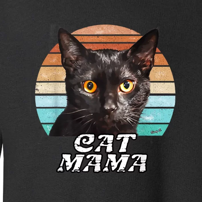 Cat Mama Mom Mothers Day Black Cat Retro Toddler Sweatshirt