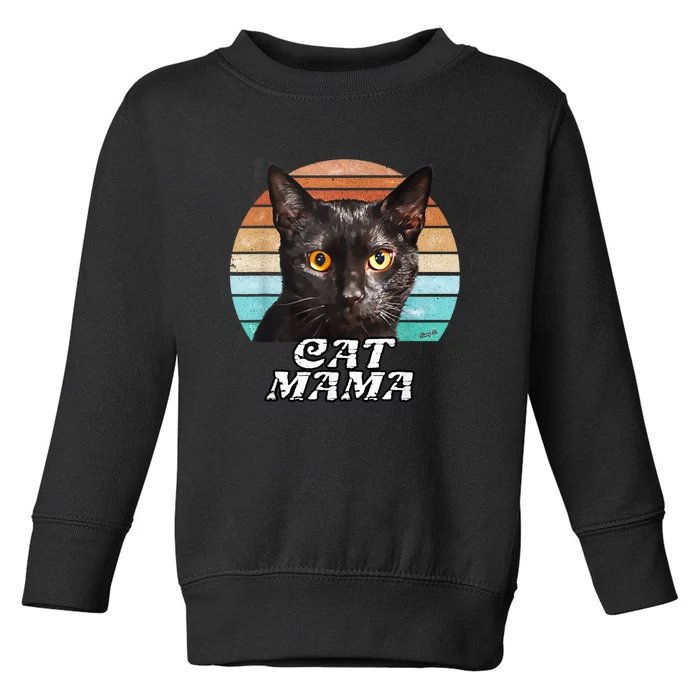 Cat Mama Mom Mothers Day Black Cat Retro Toddler Sweatshirt