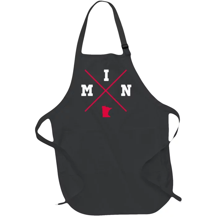 Classic Min Minnesota Red Vintage State Outline Full-Length Apron With Pocket