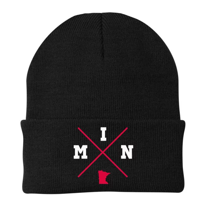 Classic Min Minnesota Red Vintage State Outline Knit Cap Winter Beanie