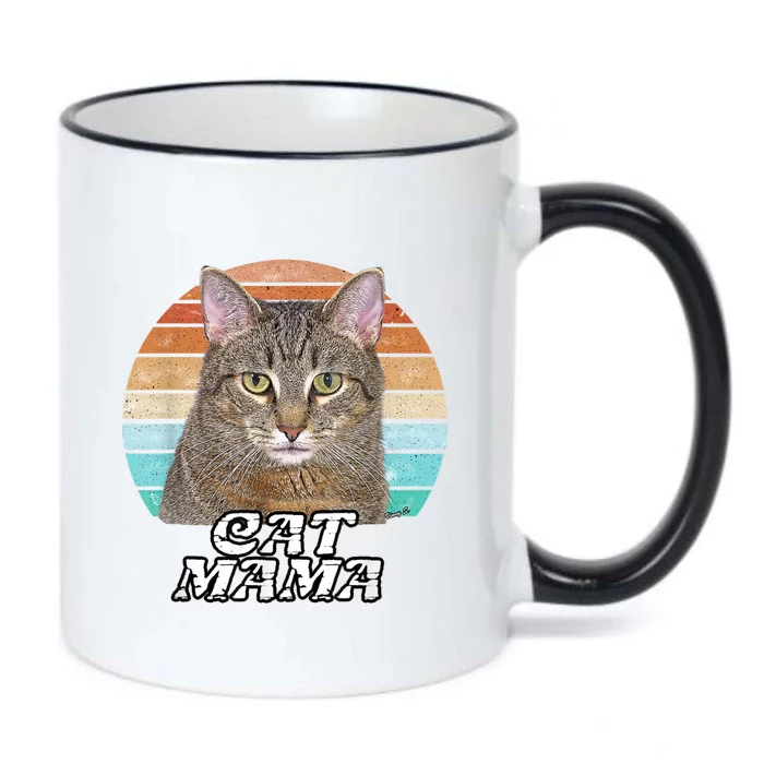 Cat Mama Mom Mothers Day Tabby Retro Black Color Changing Mug