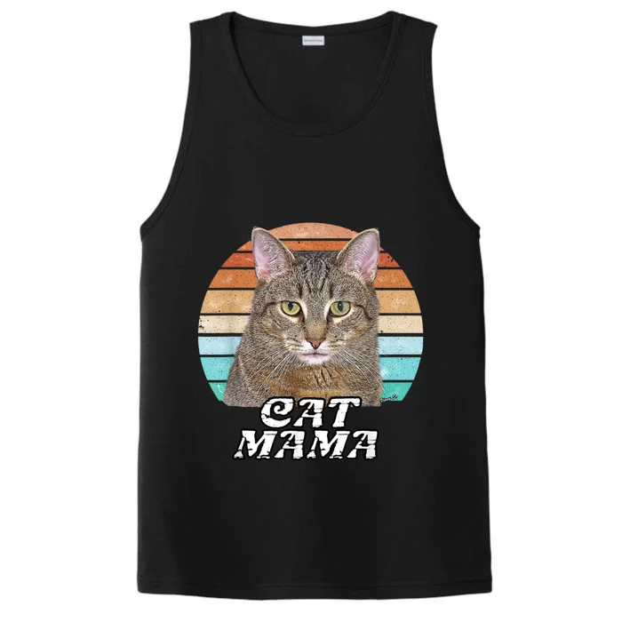 Cat Mama Mom Mothers Day Tabby Retro Performance Tank