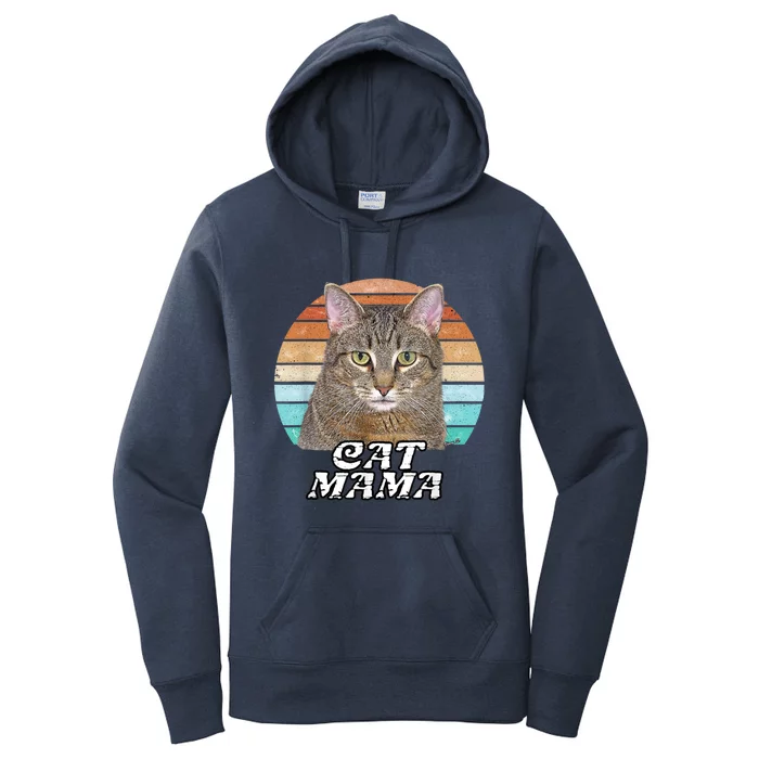 Cat Mama Mom Mothers Day Tabby Retro Women's Pullover Hoodie