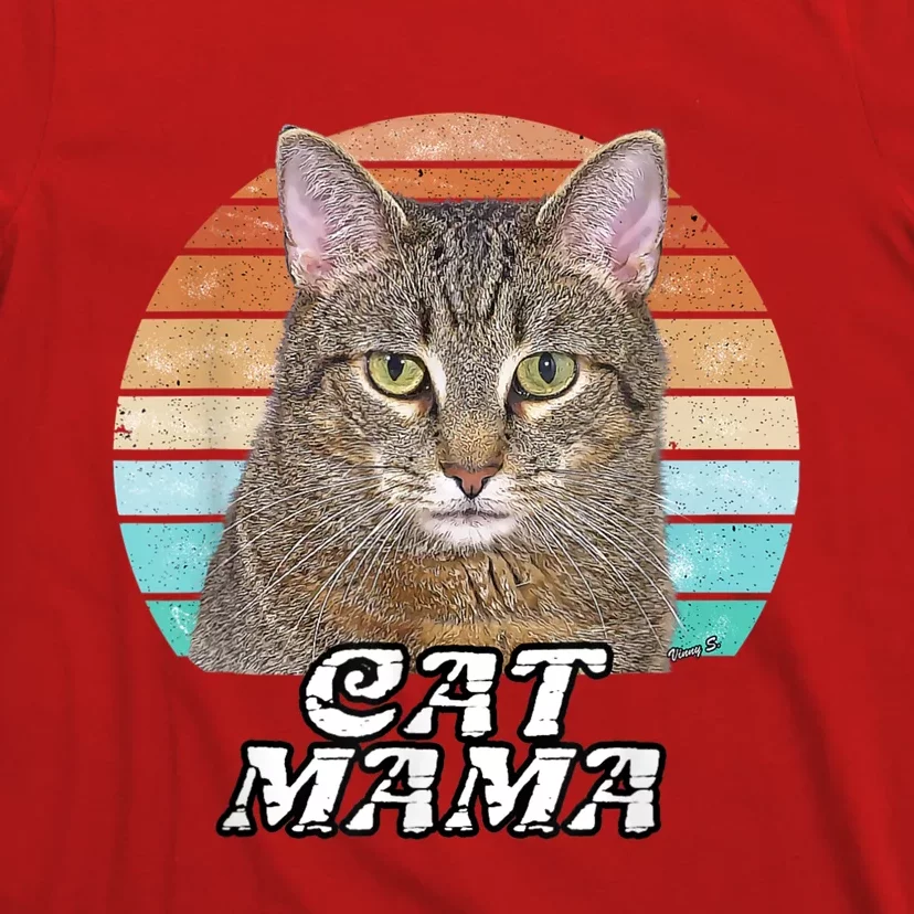 Cat Mama Mom Mothers Day Tabby Retro T-Shirt