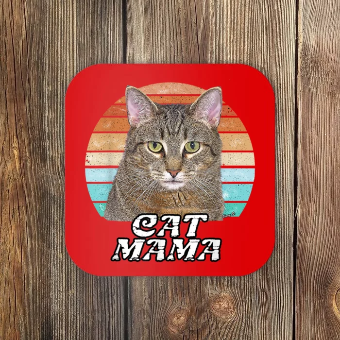 Cat Mama Mom Mothers Day Tabby Retro Coaster