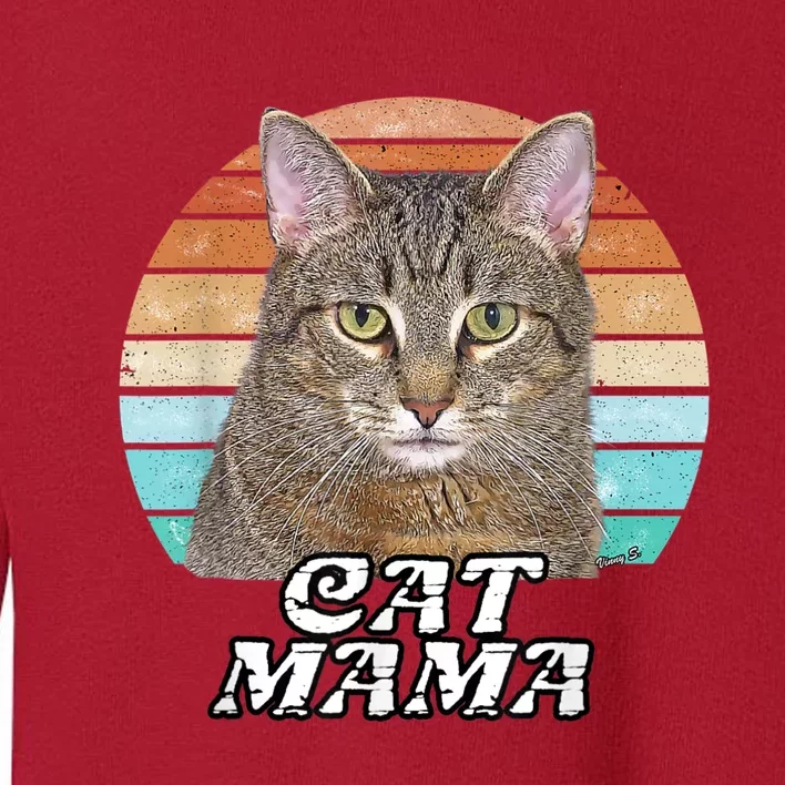 Cat Mama Mom Mothers Day Tabby Retro Toddler Sweatshirt