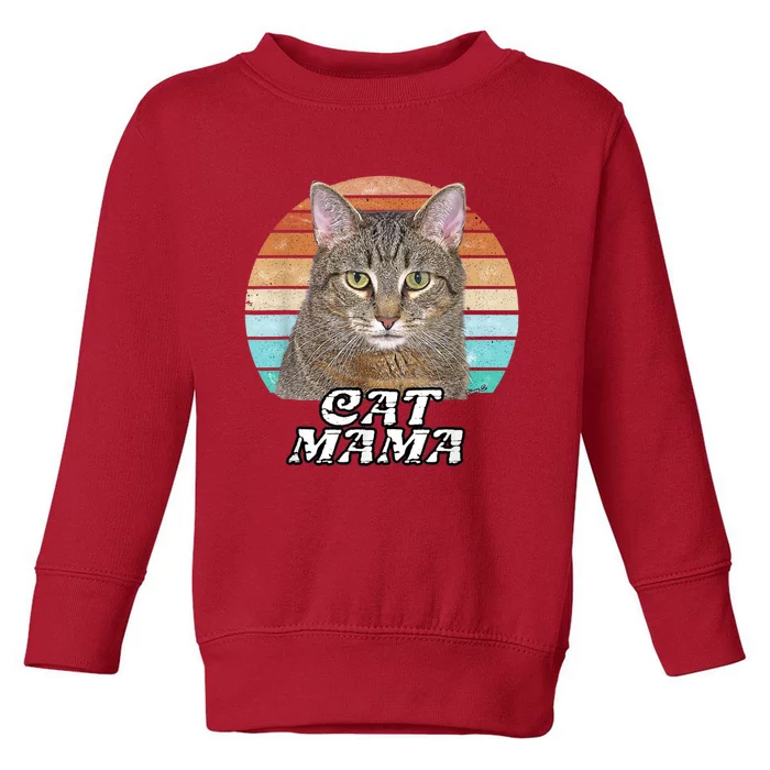 Cat Mama Mom Mothers Day Tabby Retro Toddler Sweatshirt