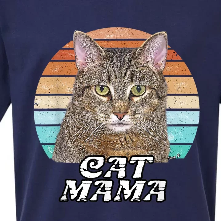 Cat Mama Mom Mothers Day Tabby Retro Sueded Cloud Jersey T-Shirt