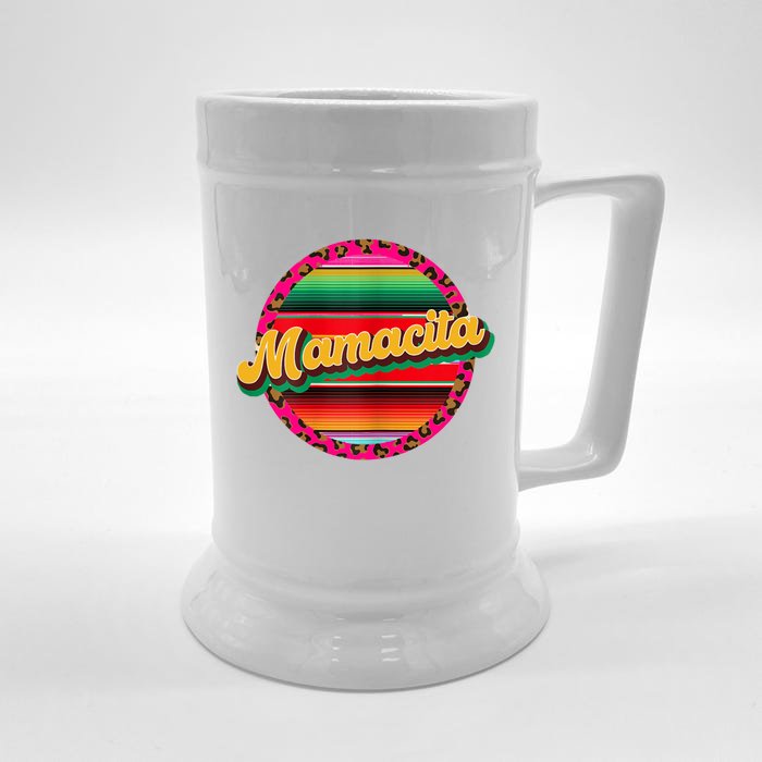 Cool Mamacita Mexican Mom Leopard Serape Cinco De Mayo Funny Gift Front & Back Beer Stein