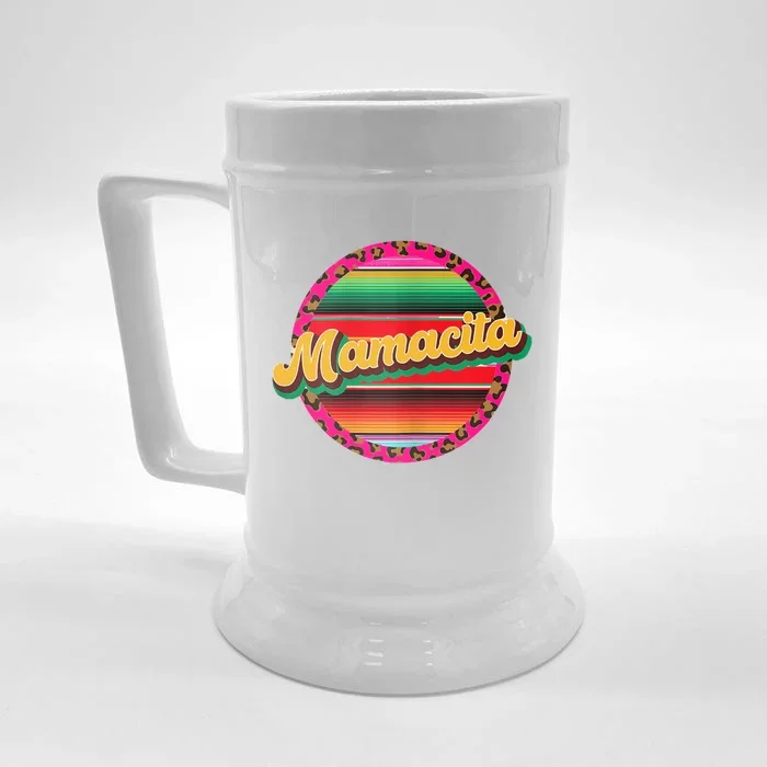 Cool Mamacita Mexican Mom Leopard Serape Cinco De Mayo Funny Gift Front & Back Beer Stein