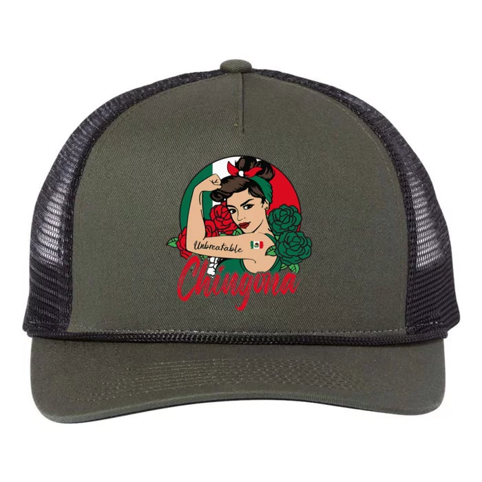 Chingona Mexico Mexican Mujer Mexicana Flag Retro Rope Trucker Hat Cap