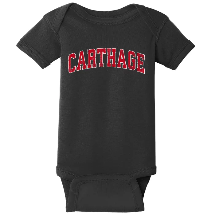 Carthage Missouri Mo Vintage Sports Design Red Design Baby Bodysuit