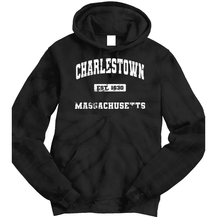 Charlestown Massachusetts MA State Vintage Athletic Style Tie Dye Hoodie