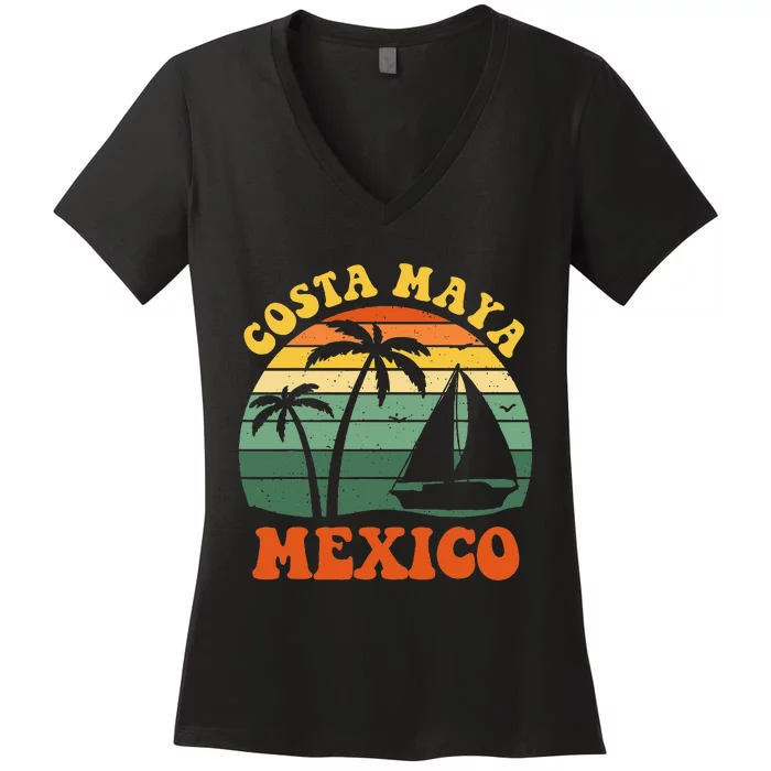 Costa Maya Mexico Sunset Matching Family Vacation Women's V-Neck T-Shirt