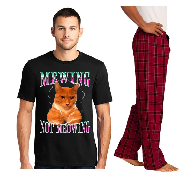 Cat Mewing Meme Mewing Not Meowing Pajama Set