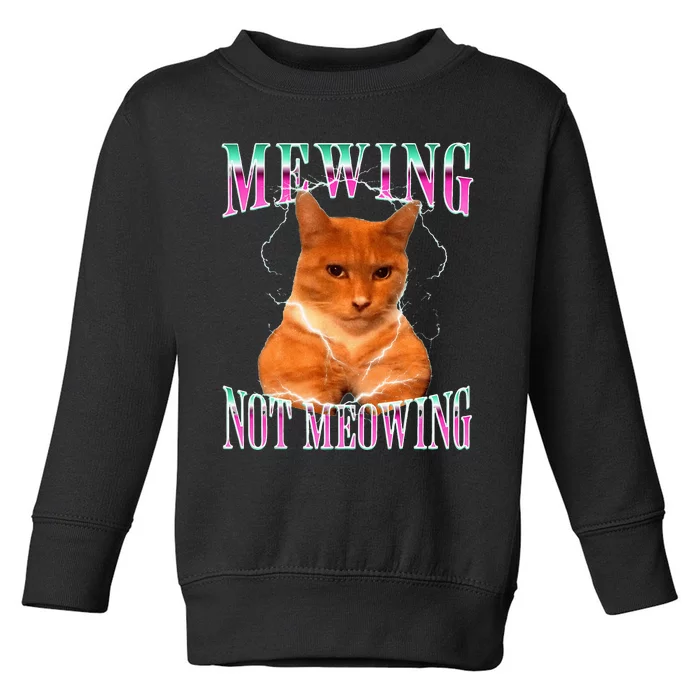 Cat Mewing Meme Mewing Not Meowing Toddler Sweatshirt