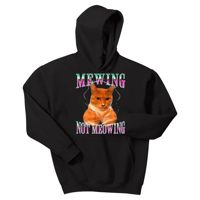 Cat Mewing Meme Mewing Not Meowing Kids Hoodie