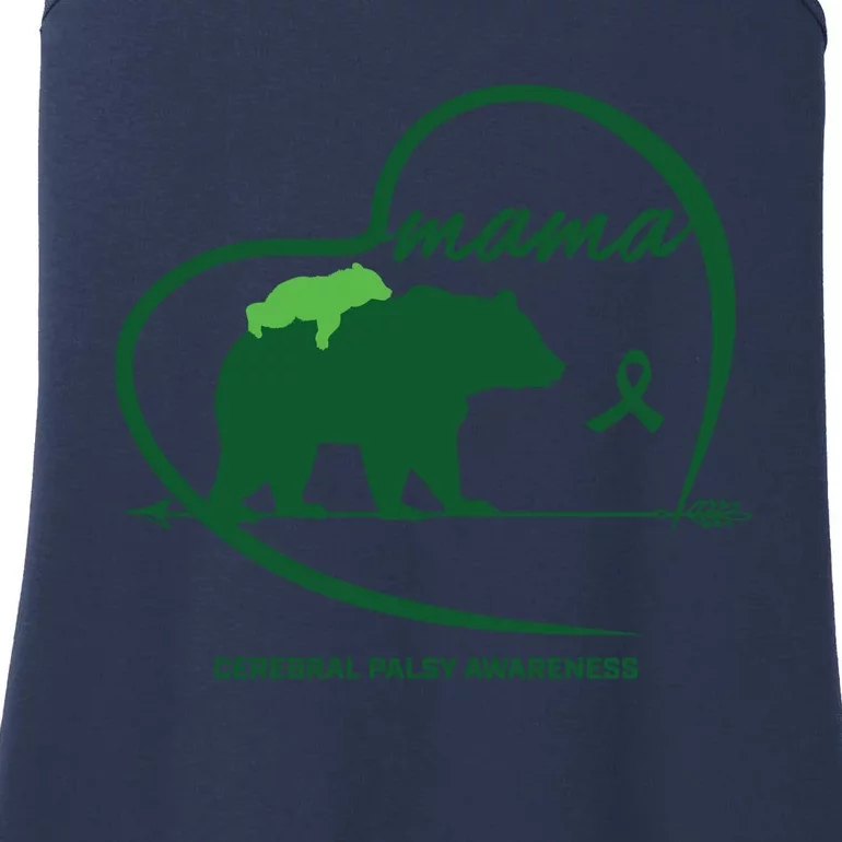 CP Mom Mama Bear Green Ribbon Cerebral Palsy Awareness Mom Ladies Essential Tank