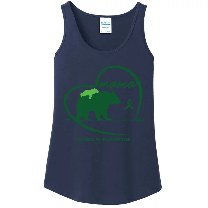 CP Mom Mama Bear Green Ribbon Cerebral Palsy Awareness Mom Ladies Essential Tank