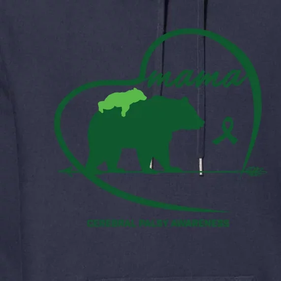 CP Mom Mama Bear Green Ribbon Cerebral Palsy Awareness Mom Premium Hoodie