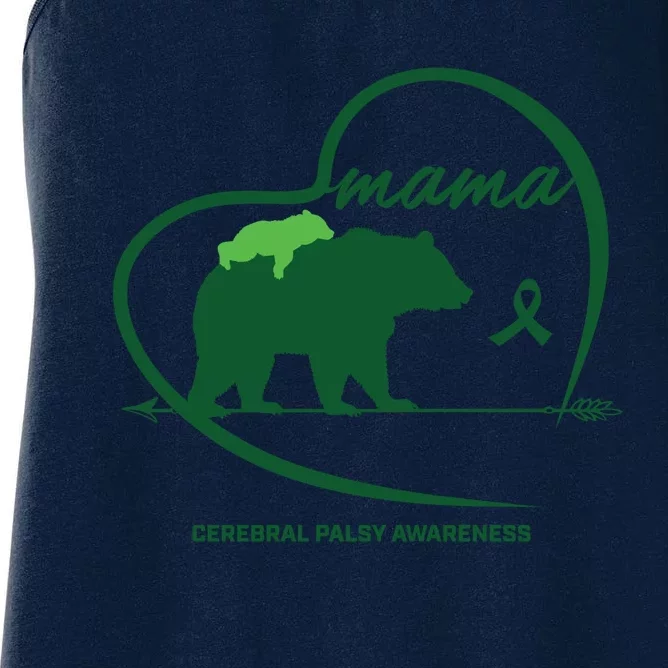 CP Mom Mama Bear Green Ribbon Cerebral Palsy Awareness Mom Women's Racerback Tank