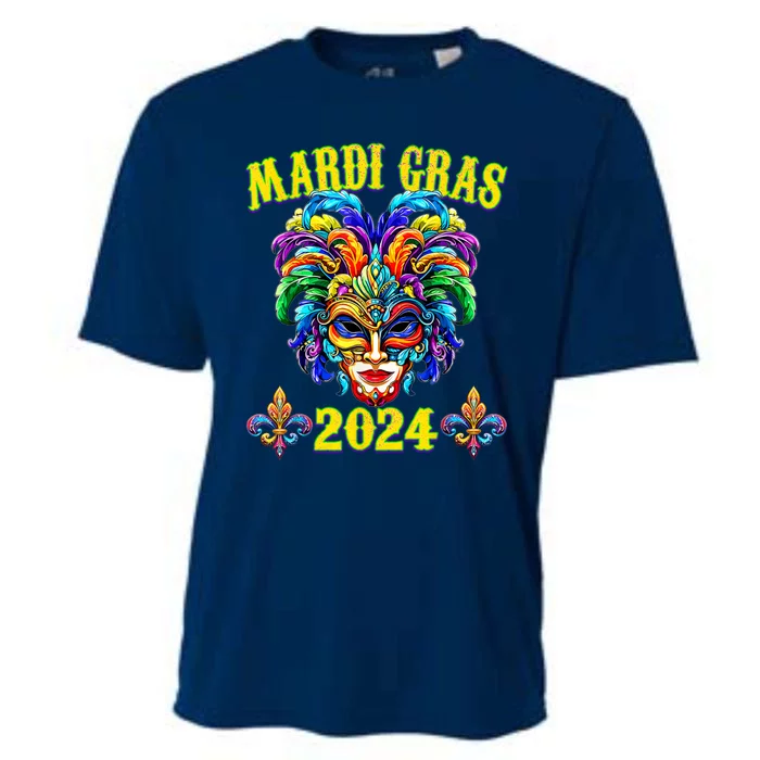 Carnival Mask Mardi Gras 2024 New Orleans Cooling Performance Crew T-Shirt