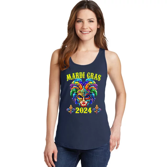 Carnival Mask Mardi Gras 2024 New Orleans Ladies Essential Tank