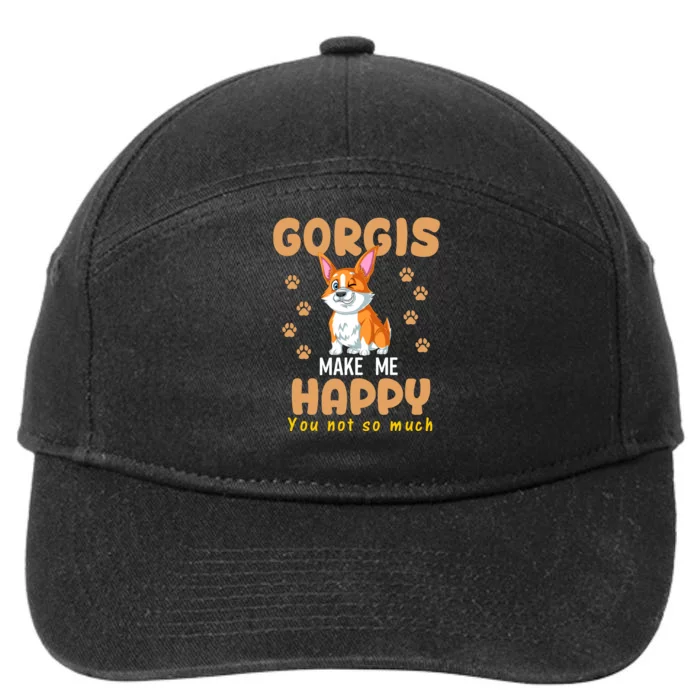 Corgis Make Me Happy You Not So Much 7-Panel Snapback Hat