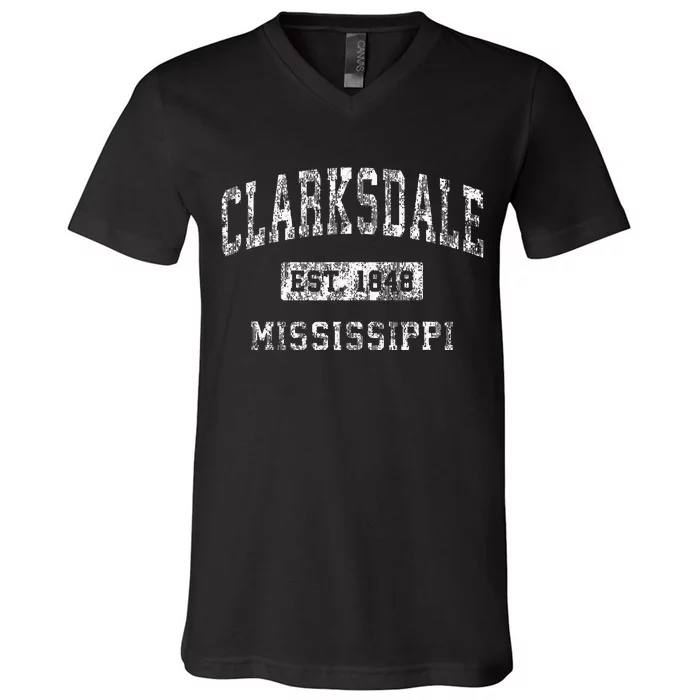 Clarksdale Mississippi Ms Vintage Established Sports V-Neck T-Shirt