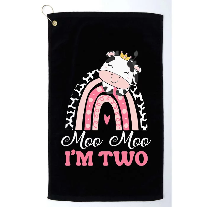 cute Moo Moo Im Two Birthday Outfit 2nd Bday Platinum Collection Golf Towel