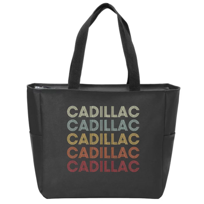 C.A.D..I.L.L.A.C Michigan Mi Retro Vintage Text Zip Tote Bag