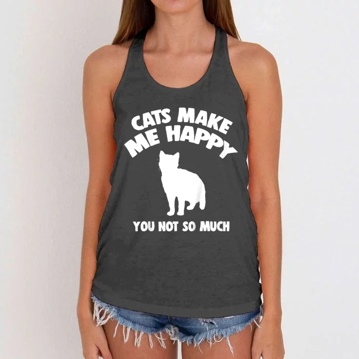 Cats Make Me Happy You Not So Much Women's Knotted Racerback Tank