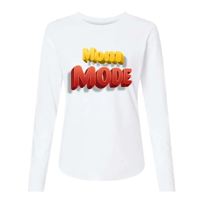 Cute Mom Mode On Cartoon Style Gift Womens Cotton Relaxed Long Sleeve T-Shirt