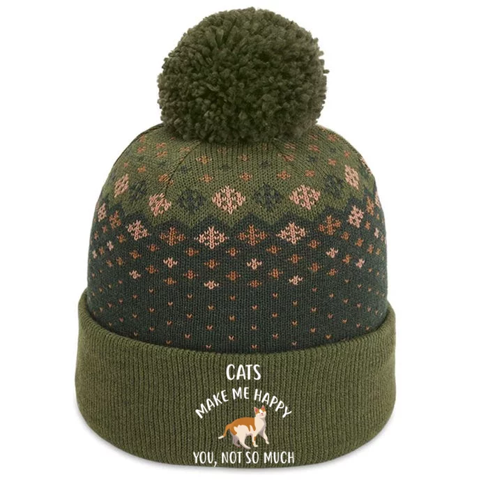 Cats Make Me Happy You Not So Much The Baniff Cuffed Pom Beanie