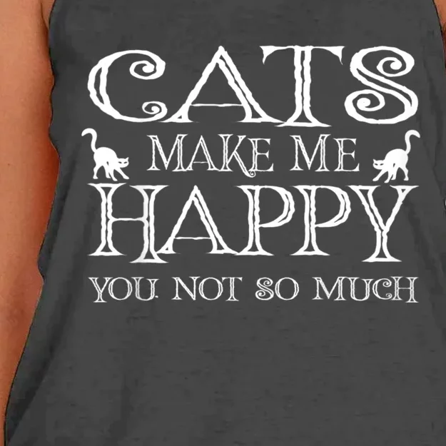 Cats Make Me Happy You Not So Much Women's Knotted Racerback Tank