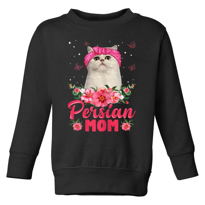 Cat Mom MotherS Day Gifts Flowers Persian Mom Toddler Sweatshirt